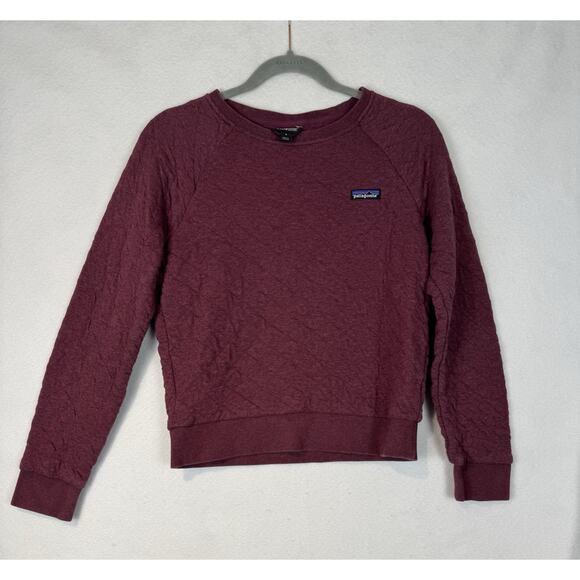 Patagonia Tops - Patagonia Women’s Organic Cotton Quilted Crewneck Sweatshirt Burgundy Red Small